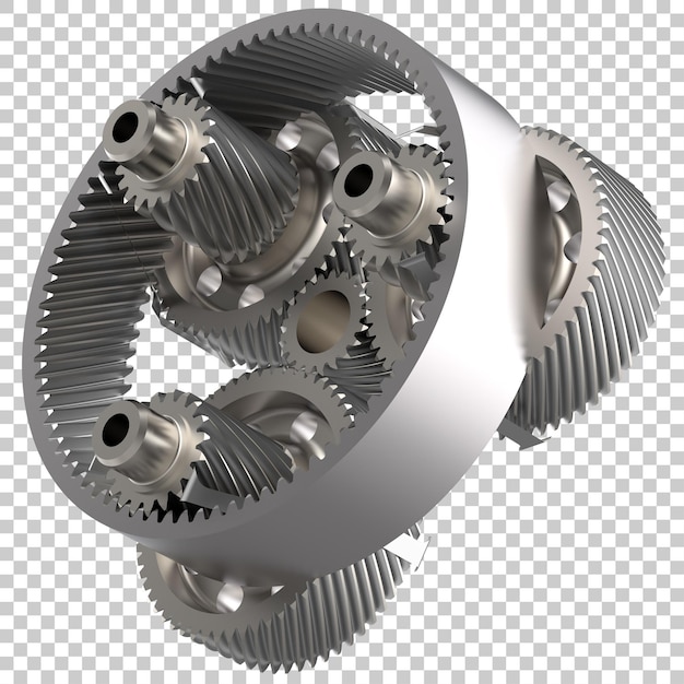 transmission cog wheels on transparent background 3d rendering illustration