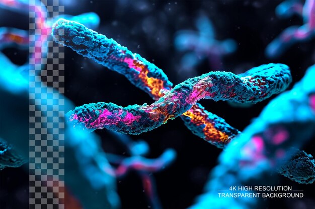 Transparant 3d x-chromosoom sleutel voor genetisch onderzoek in de geneeskunde op een transparante achtergrond