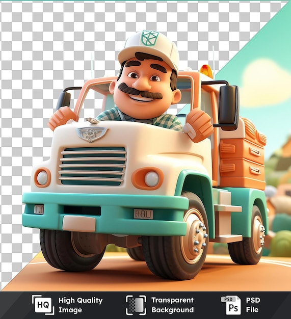 Transparant object 3d truck driver cartoon rijden een truck foto 37