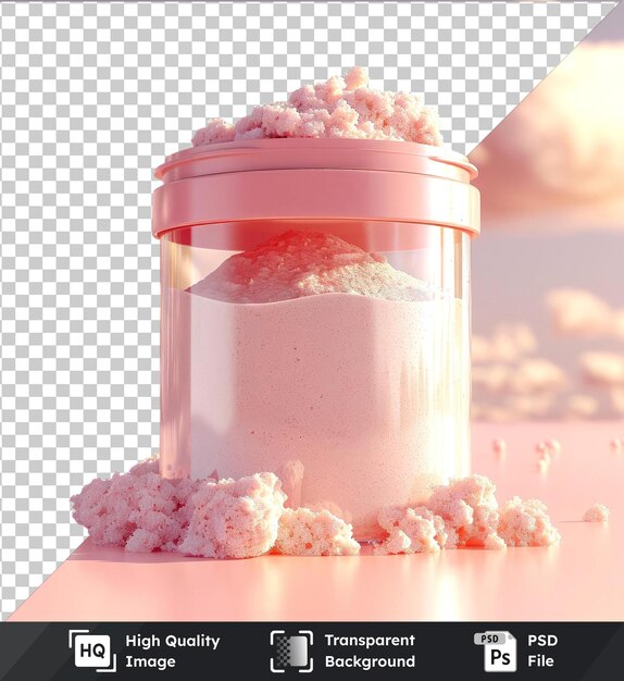 PSD transparant object eiwitpoeder pot supplement voor fitness voedsel mockup in een glazen pot