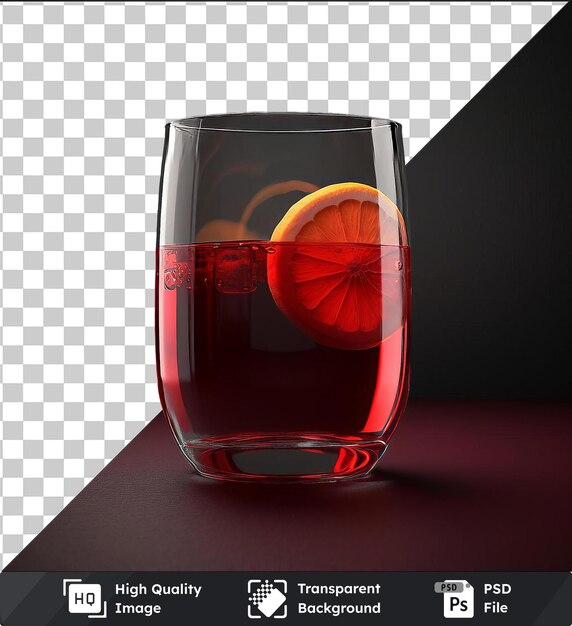 PSD transparant psd beeld verfrissend glas sangria op een rode tafel