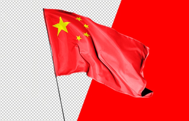 PSD transparant realistisch mockup met de vlag van china