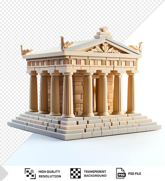 PSD transparante achtergrond 3d-model van het mausoleum in halicarnassus met een wit dak