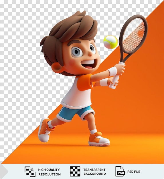 PSD transparante achtergrond 3d-tennisspeler cartoon acing een serve transparante achtergrond png clipart png