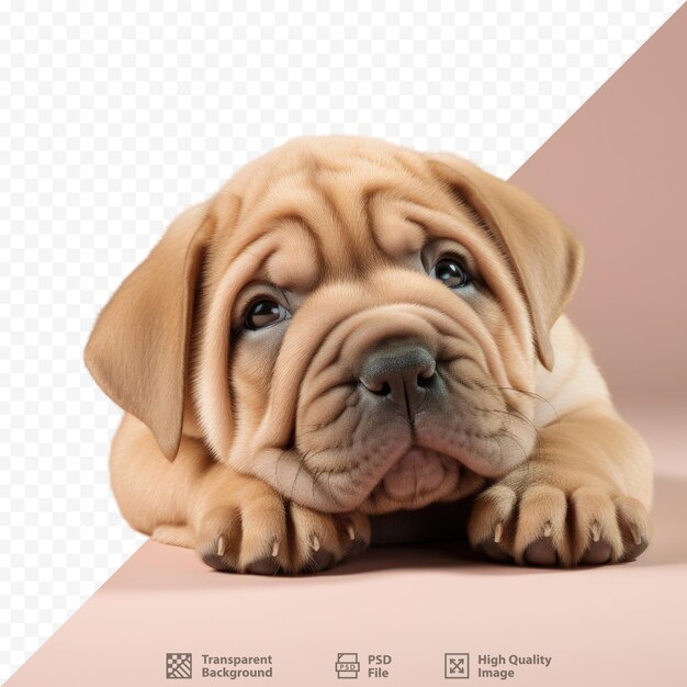 Transparante achtergrond met een geïsoleerde sharpei puppy die ligt