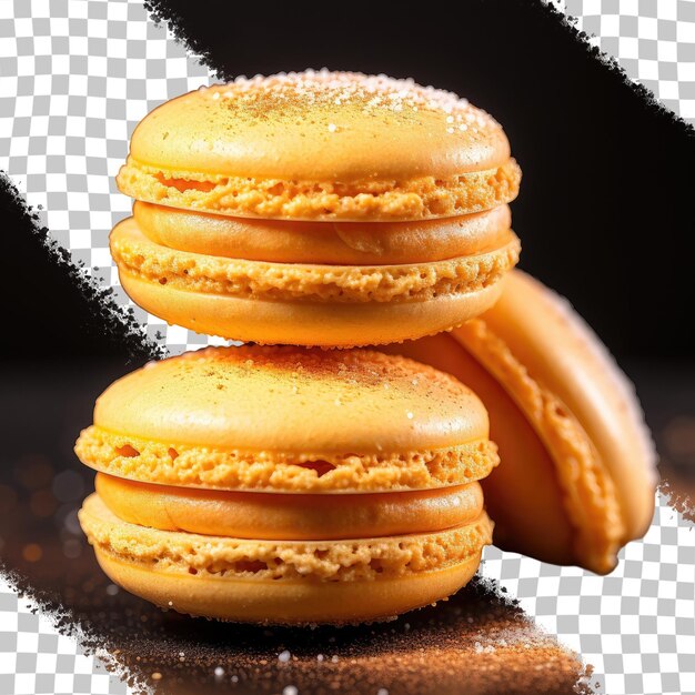 PSD transparante achtergrond met geïsoleerde oranje macarons