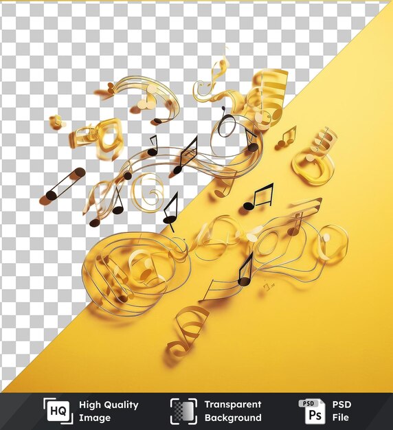PSD transparante achtergrond met geïsoleerde realistische fotografische muzieknoten van de muzikant