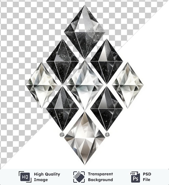 PSD transparante achtergrond met geïsoleerde vector abstracte harlequin symbool diamant zwarte en witte diamant op een geïsoleerd achtergrond