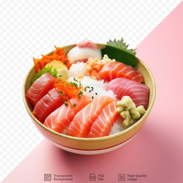 PSD transparante achtergrond met uitknippad isolerende japanse sashimi rijstkom