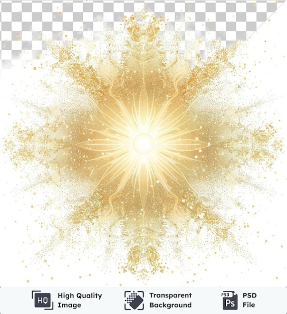 Transparante achtergrond psd abstract zonneflare vector symbool zonne goud kleur