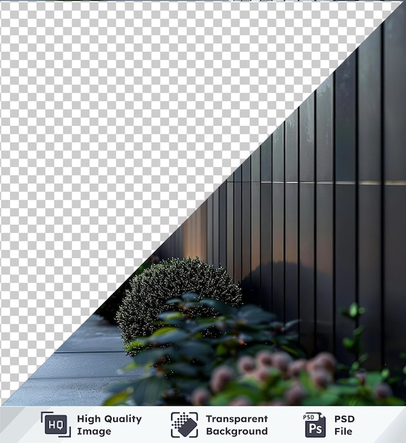 PSD transparante achtergrond psd met groen boomstruik en voorgrondmuur