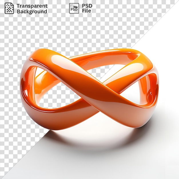 PSD transparante achtergrond realistische fotografische topologen ma bius streepje oranje ring op een transparante achtergrond met een zwarte schaduw op de voorgrond