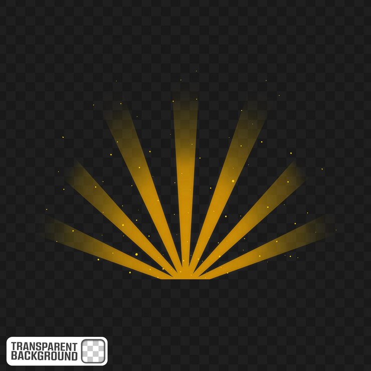 PSD transparante achtergrond van golden light burst