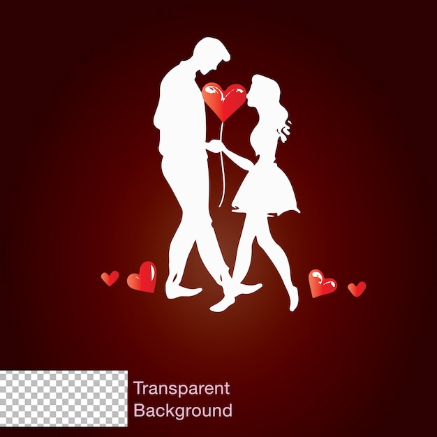 PSD transparante achtergrondtypografie logo gelukkige valentijnsdag vriend en vriendin romantisch