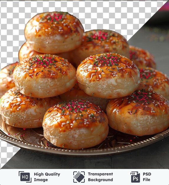 PSD transparante bakpia voor eid al-fitr met een verscheidenheid aan donuts, waaronder een ronde donut, een witte donut en een bruine donut