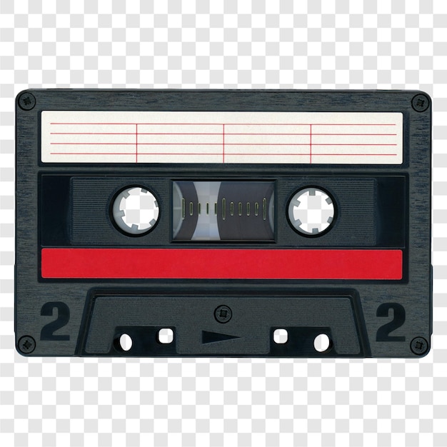 Transparante cassette met zwarte magnetische band