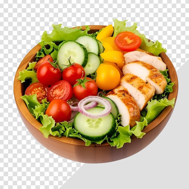 Transparante gezonde groene saladeschaal geïsoleerd op witte achtergrond