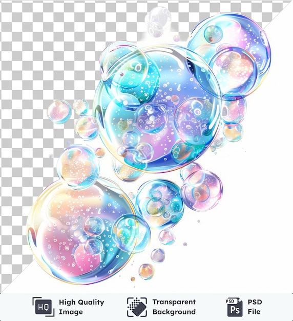 Transparante psd afbeelding abstracte bubbels barst vector symbool zeep iridescentie in de lucht