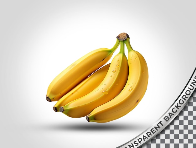 Transparante psd-bananen geïsoleerd op witte achtergrond