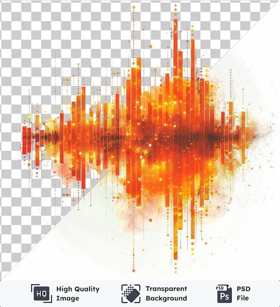 PSD transparante psd beeld digitale geluidsgolven vector symbool levendige oranje geel rood en geïsoleerde achtergrond