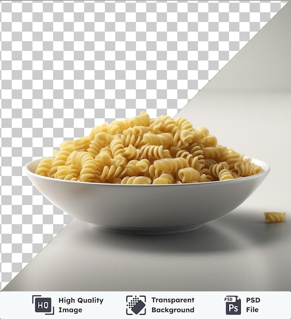 PSD transparante psd beeld romige pasta in een witte schaal zit op een transparante achtergrond tegen een witte muur die een donkere schaduw werpt