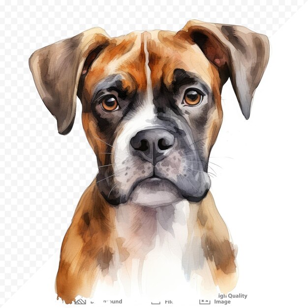 PSD transparante transparante achtergrond geïsoleerde puppy aquarel illustratie van een bokser