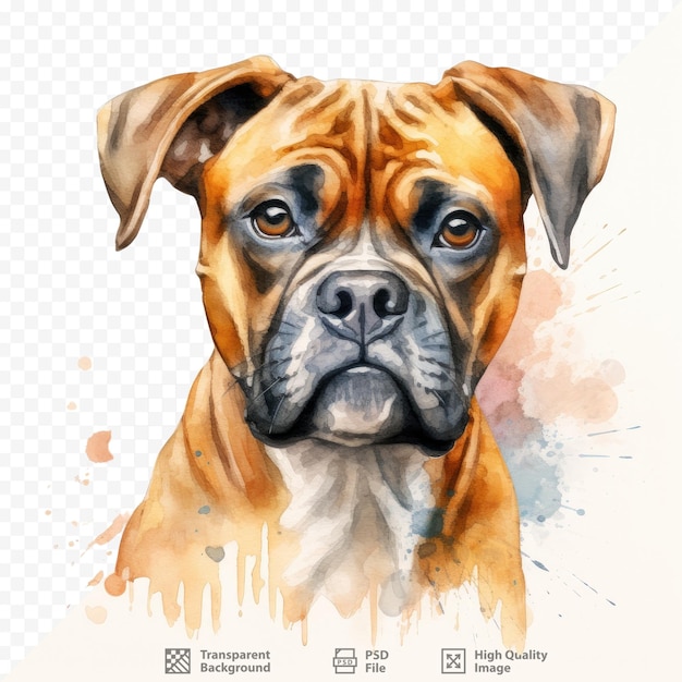 PSD transparante transparante achtergrond geïsoleerde puppy aquarel illustratie van een bokser