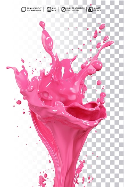 PSD transparency of pink liquid splash on transparent background