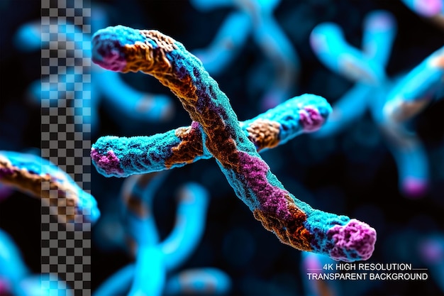 透明な3dx染色体 医学における遺伝子研究の鍵 透明な背景