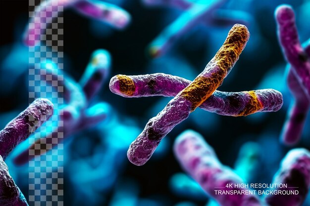PSD cromosoma x 3d trasparente chiave per la ricerca genetica in medicina su sfondo trasparente