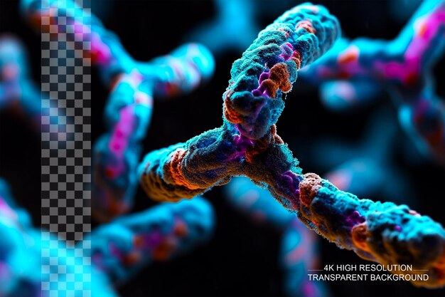 PSD transparent 3d x chromosome key for genetic research in medicine on transparent background