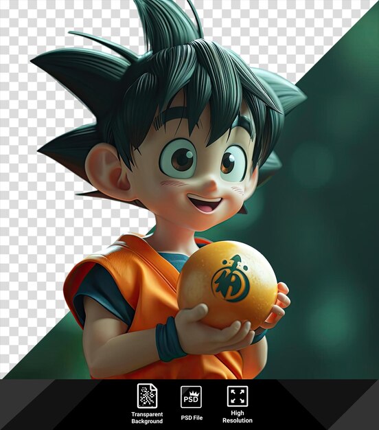 PSD transparent anime of dragonball z person holding a ball