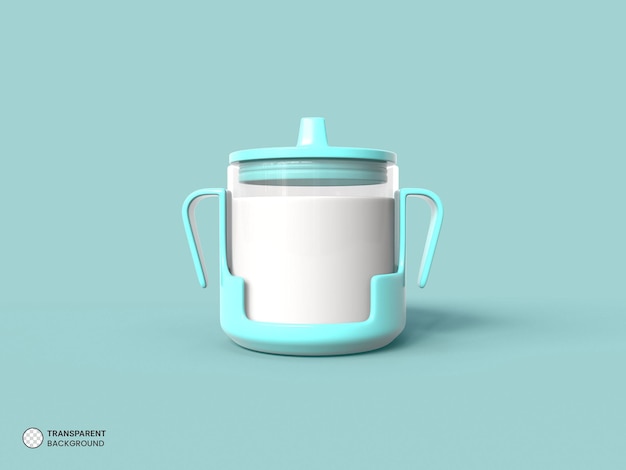 透明な赤ちゃんカップ アイコン分離 3 d レンダリング イラスト