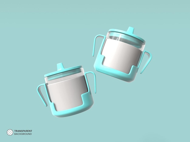 透明な赤ちゃんカップ アイコン分離 3 d レンダリング イラスト