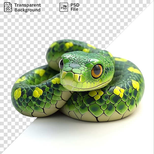 PSD 透明な背景 3d カートゥーンの蛇が魅惑的なパターンで滑り回っています