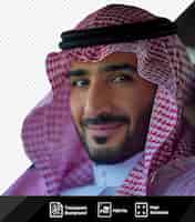 PSD Прозрачный фон саудовский бизнесмен в традиционной одежде в машине png psd