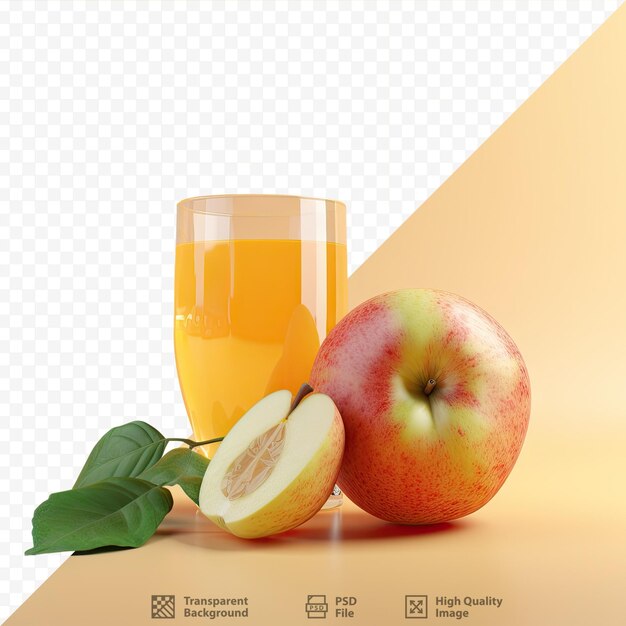 PSD transparent background apple with juice