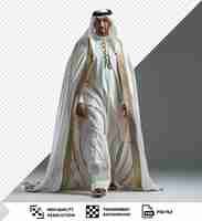 PSD transparent background arabian man in orient traditional clothing in the steert png