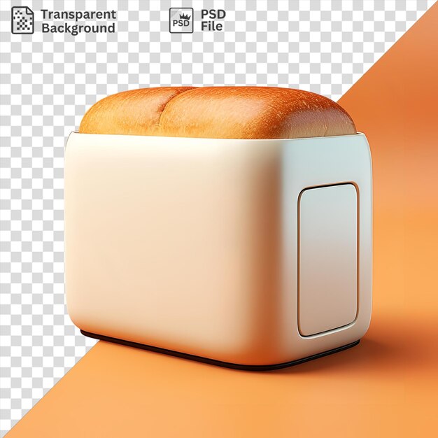 PSD transparent background bread bin with a white toaster and black shadow