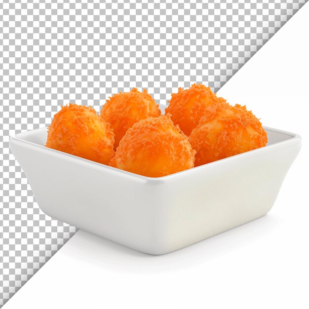 Transparent background cheese fritters detail