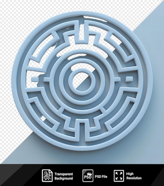 Transparent background circular maze mockup with a white circle on the left png psd