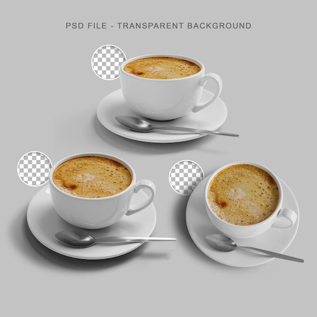 PSD transparent background a cup of coffee with spoon