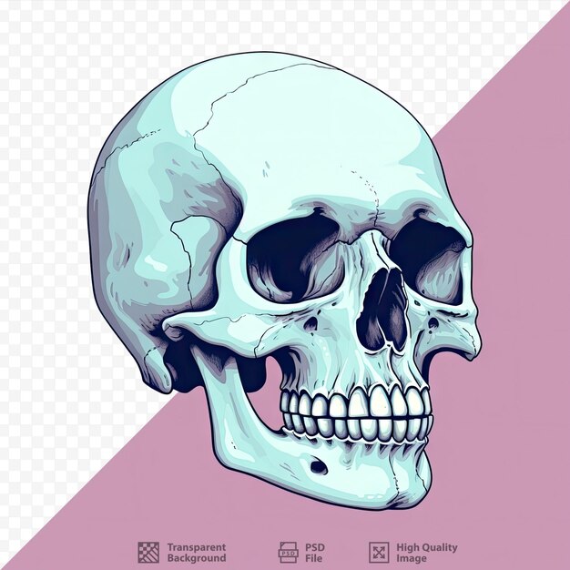 Transparent background depicts isolated skull