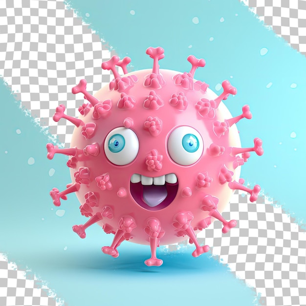 PSD transparent background displays cartoon virus in isolation