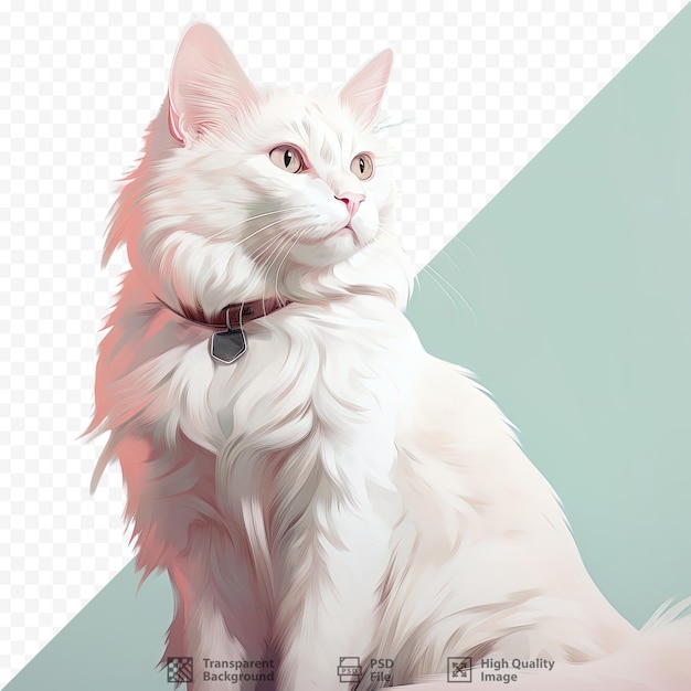 PSD トルコのヴァン猫の品種を描いた透明な背景