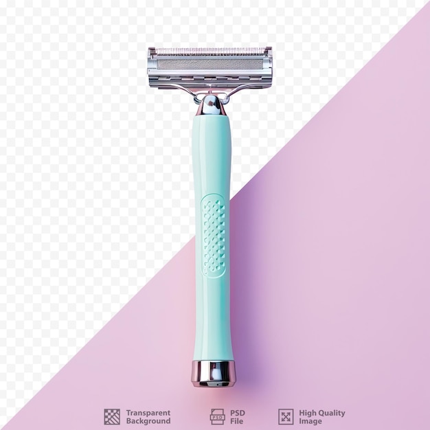 PSD a transparent background featuring a top view of a razor specifically designed for women set in a flat lay style