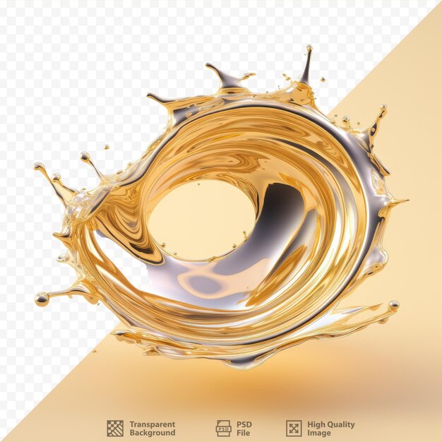 PSD transparent background gets splashed by liquid gold and creates ripples