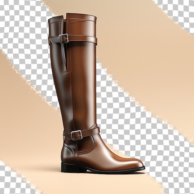 PSD transparent background highlights isolated dark brown female high boot