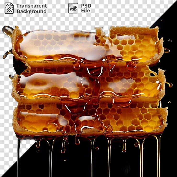PSD 透明的蜂蜜背景以蜂巢的形式