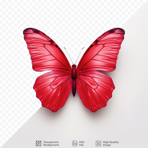 Transparent background isolated red butterfly